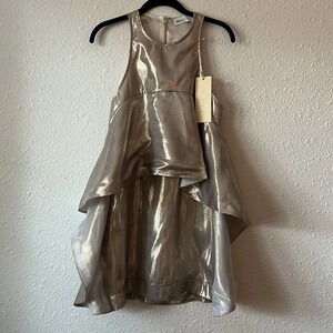 NWT Alice McCall 2 Cities Metallic Gold Ruffled Mini Dress Size 4